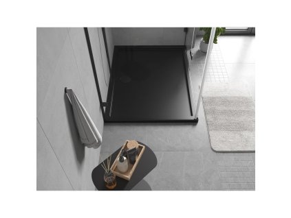 MEXEN - Flow sprchová vanička obdélníková slim 75 x 100, černá mat 46R707510