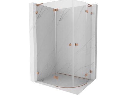 MEXEN/S - Lunar L sprchový kout čtvrtkruh křídlový levá 100 x 90, transparent, měď kartáčovaná 833L-100L-090P-65-00