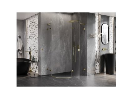 MEXEN/S - Lunar L sprchový kout čtvrtkruh křídlový pravá 100 x 70, transparent, zlato 833L-100P-070L-50-00