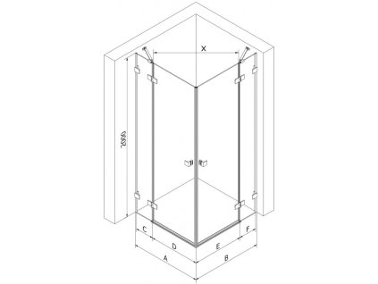 MEXEN/S - Lunar Duo sprchový kout dveře křídlové 90 x 80, transparent, bílá 834-090L-080P-20-00
