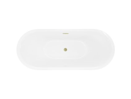 MEXEN/S - Lotos volně stojící vana 140 x 75, bílá, sifon a přepad zlatá kartáčovaná 52051407700-55