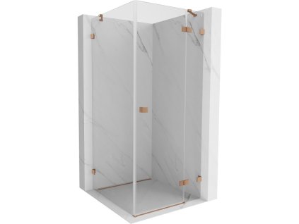 MEXEN/S - Lunar sprchový kout dveře křídlové pravá 70 x 70, transparent, měď kartáčovaná 834-070-070-65-00-P