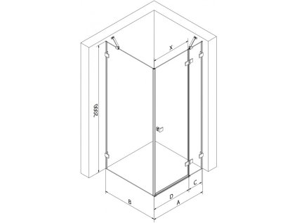 MEXEN/S - Lunar sprchový kout dveře křídlové pravá 90 x 70, transparent, bílá 834-090-070-20-00-P