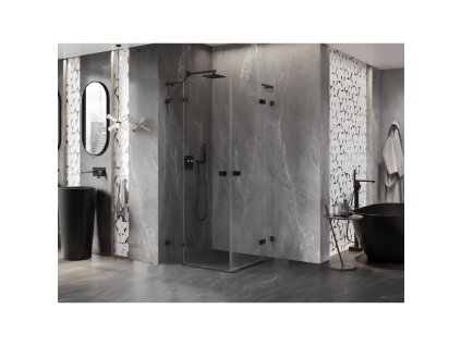 MEXEN/S - Lunar L Duo sprchový kout dveře křídlové 115 x 115, transparent, černá 834L-115L-115P-70-00