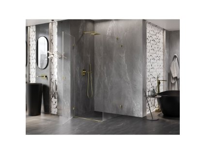 MEXEN/S - Lunar-B sprchový kout dveře křídlové levá 70 x 70, transparent, zlato 832-070-070-50-00-L