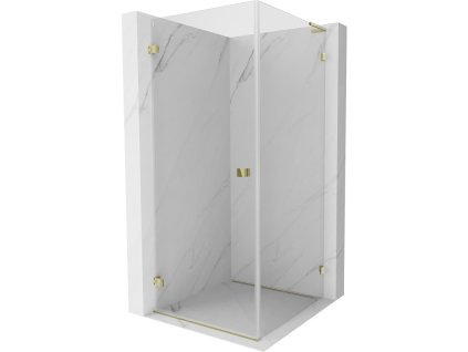 MEXEN/S - Lunar-B L sprchový kout dveře křídlové levá 70 x 70, transparent, zlato 832L-070-070-50-00-L