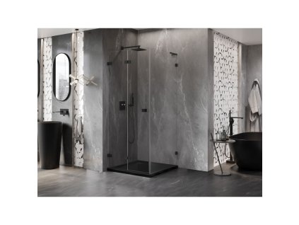 MEXEN/S - Lunar-F L sprchový kout skládací dveře levá 70 x 70, transparent, černá 836L-070-070-70-00-L