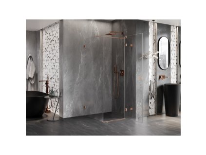 MEXEN/S - Lunar T sprchový kout dveře křídlové pravá 110 x 110, transparent, měď kartáčovaná 834T-110-110-65-00-P