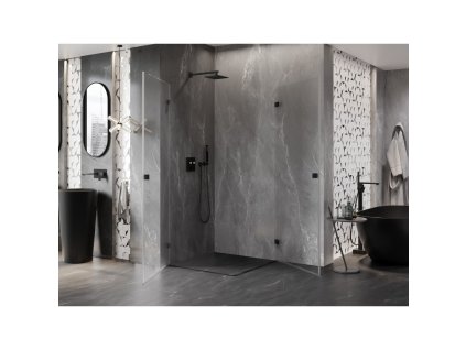 MEXEN/S - Lunar-B Duo sprchový kout dveře křídlové 75 x 75, transparent, černá 832-075L-075P-70-00