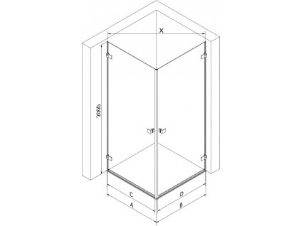 MEXEN/S - Lunar-B Duo sprchový kout dveře křídlové 90 x 75, transparent, měď kartáčovaná 832-090L-075P-65-00