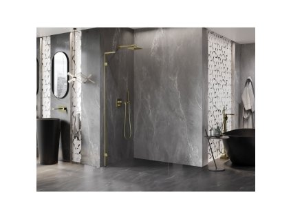 MEXEN/S - Lunar L Sprchová zástěna WALK-IN levá 120 x 200, transparent 8 mm, zlato 830L-120-000-50-00-L