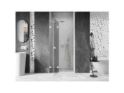 MEXEN/S - Lunar sprchové dveře křídlové levé 80, transparent, bílá 834-080-000-20-00-L