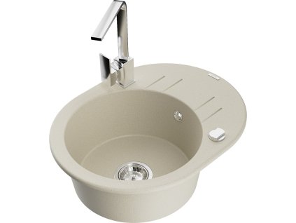 MEXEN/S - Kevin granitový dřez s odkapávačem včetně baterie Rita, béžová 6517-69-670300-00