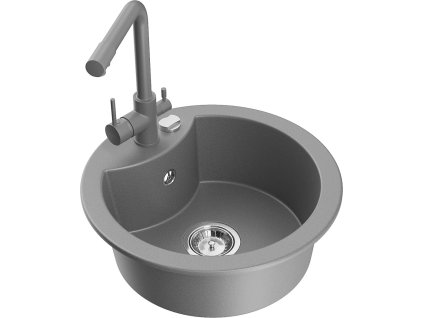 MEXEN/S - Diego granitový dřez 1-miska včetně baterie Duero, šedý 6512-71-671600-71