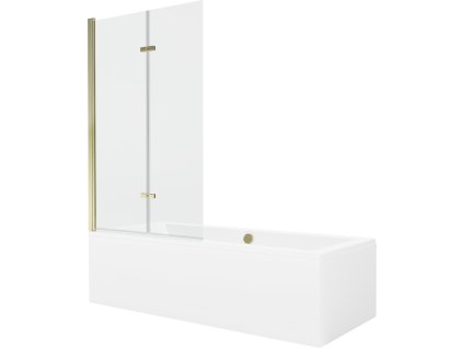 MEXEN/S - Cube obdélníková vana 170 x 80 cm s panelem + vanová zástěna 100, transparent, zlatá 550517080X9210025000