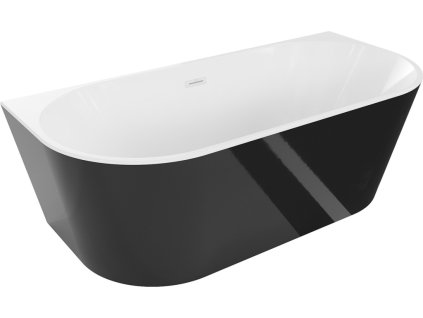 MEXEN/S - Oval vana volně stojící nástěnná 180 x 80, bílá/černá, sifon a přepad bílá 52671808075-20