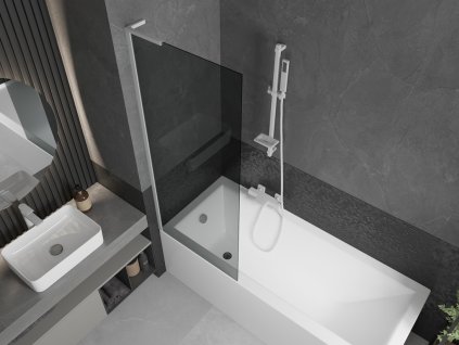 MEXEN/S - Next L vanová zástěna FIX 70 x 150, grafit, bílá 895-070-000-03-40-20