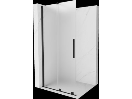 MEXEN/S - Velar Sprchová zástěna posuvná Walk-in 110 x 200, dekor 8 mm, černá 871-110-000-33-70