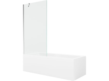 MEXEN/S - Cubik obdélníková vana 160 x 70 cm s panelem + vanová zástěna 90, transparent, chrom 550316070X9509000001