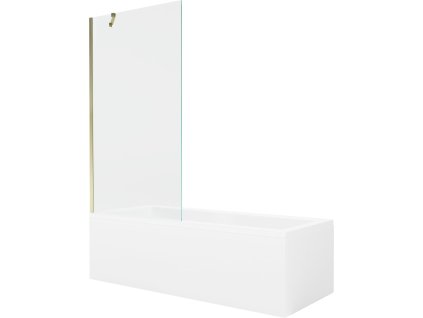 MEXEN/S - Cubik obdélníková vana 170 x 70 cm s panelem + vanová zástěna 90, transparent, zlatá 550317070X9509000050