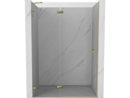 MEXEN/S - Lunar sprchové dveře křídlové levé 140, transparent, zlatá 834-140-000-50-00-L