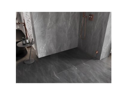 MEXEN/S - Lunar L Sprchová zástěna WALK-IN pravá 60 x 200, transparent 8 mm, měď kartáčovaná 830L-060-000-65-00-P