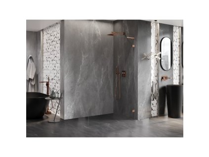 MEXEN/S - Lunar L Sprchová zástěna WALK-IN pravá 70 x 200, transparent 8 mm, měď kartáčovaná 830L-070-000-65-00-P