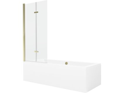 MEXEN/S - Cube obdélníková vana 170 x 80 cm s panelem + vanová zástěna 80, transparent, zlatá 550517080X9208025000