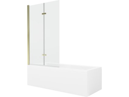 MEXEN/S - Cubik obdélníková vana 170 x 70 cm s panelem + vanová zástěna 100, transparent, zlatá 550317070X9210025000
