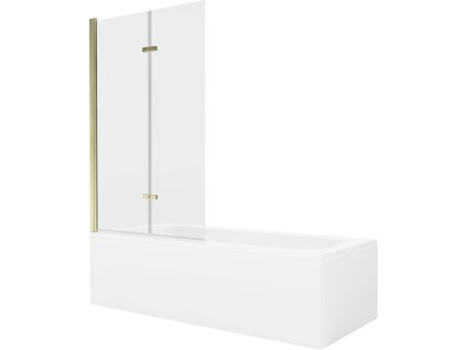 MEXEN/S - Vega obdélníková vana 170 x 70 cm s panelem + vanová zástěna 100, transparent, zlatá 550117070X9210025000
