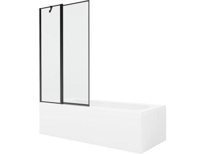 MEXEN/S - Vega obdélníková vana 180 x 80 cm s panelem + vanová zástěna 100, černá vzor 550118080X9410117070