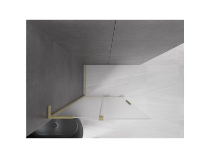 MEXEN/S - Velar L Sprchová zástěna posuvná Walk-in 100 x 200, dekor 8 mm, zlato kartáčovaná 871-100-003-33-55