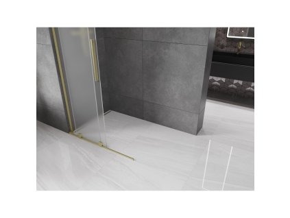 MEXEN/S - Velar L Sprchová zástěna posuvná Walk-in 120 x 200, dekor 8 mm, zlato kartáčovaná 871-120-003-33-55