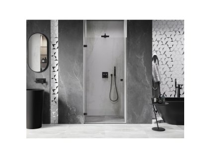 MEXEN/S - Lunar-B sprchové dveře křídlové levé 80, transparent, černá 832-080-000-70-00-L