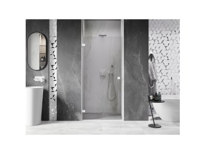 MEXEN/S - Lunar-B sprchové dveře křídlové levé 90, transparent, bílá 832-090-000-20-00-L