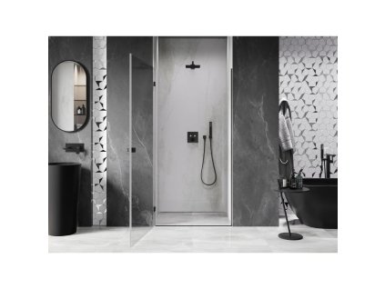 MEXEN/S - Lunar-B sprchové dveře křídlové levé 90, transparent, černá 832-090-000-70-00-L