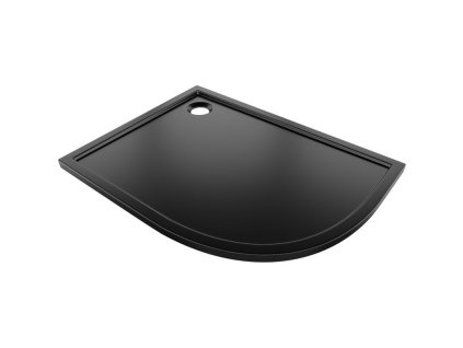 MEXEN - Flow Sprchová vanička čtvrtkruh asymetrická slim levá 90 x 80, černá mat 46Q708090L