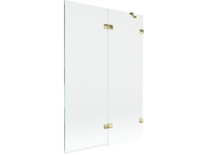 MEXEN/S - Lunar vanová zástěna 2-křídlová pravá 120 x 150, transparent, zlatá 897-120-100-50-00-P