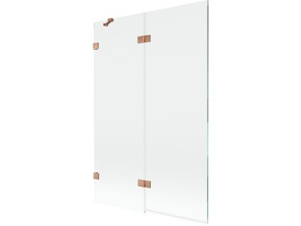 MEXEN/S - Lunar vanová zástěna 2-křídlová levá 120 x 150, transparent, měď kartáčovaná 897-120-100-65-00-L
