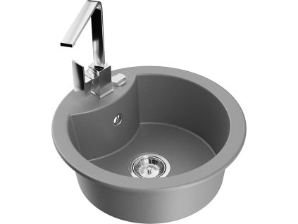 MEXEN/S - Diego granitový dřez 1-miska včetně baterie Rita, šedý 6512-71-670300-00