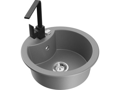 MEXEN/S - Diego granitový dřez 1-miska včetně baterie Rita, šedý 6512-71-670300-70