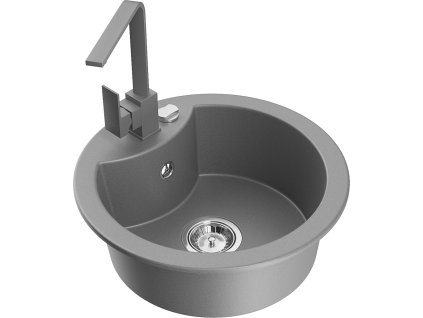 MEXEN/S - Diego granitový dřez 1-miska včetně baterie Rita, šedý 6512-71-670300-71