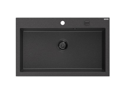 MEXEN/S - Elix granitový dřez 1-miska 800 x 500 mm, černá kropenatá, sifon černá 6527801005-76-B