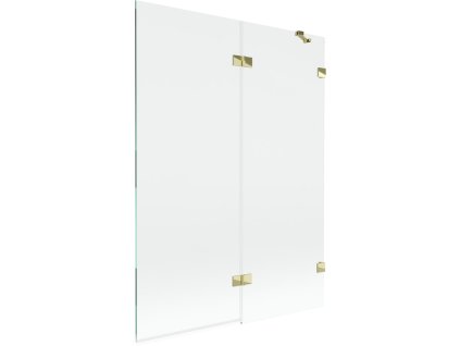 MEXEN/S - Lunar vanová zástěna 2-křídlová pravá 130 x 150, transparent, zlatá 897-130-100-50-00-P