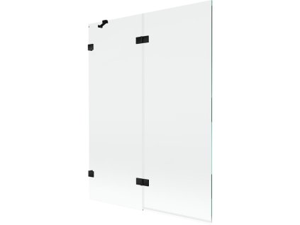 MEXEN/S - Lunar vanová zástěna 2-křídlová levá 130 x 150, transparent, černá 897-130-100-70-00-L