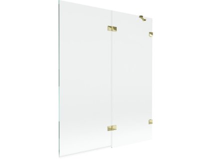 MEXEN/S - Lunar vanová zástěna 2-křídlová pravá 140 x 150, transparent, zlatá 897-140-100-50-00-P