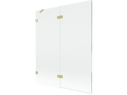MEXEN/S - Lunar vanová zástěna 2-křídlová levá 140 x 150, transparent, zlatá kartáčovaná 897-140-100-55-00-L