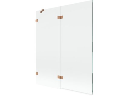 MEXEN/S - Lunar vanová zástěna 2-křídlová levá 140 x 150, transparent, měď kartáčovaná 897-140-100-65-00-L