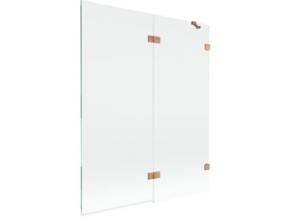 MEXEN/S - Lunar vanová zástěna 2-křídlová pravá 140 x 150, transparent, měď kartáčovaná 897-140-100-65-00-P