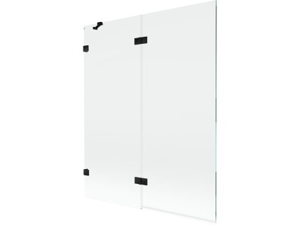 MEXEN/S - Lunar vanová zástěna 2-křídlová levá 140 x 150, transparent, černá 897-140-100-70-00-L